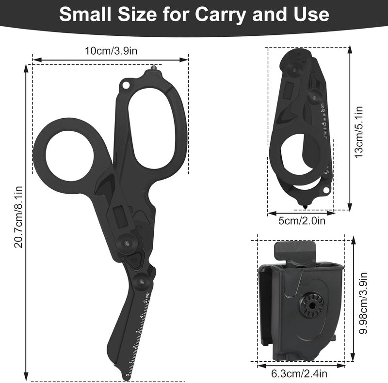 Lemasa 6-in-1 trauma shears - emergency responders, outdoor emergencies, medical staff, and outdoor camping, Gift box packaging with scissors storage K sheaths (Electroplating black) - Image 2